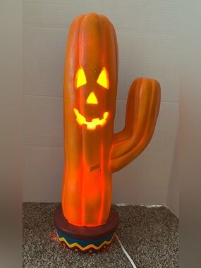 Vintage 1995 Trendmasters CACTUS Jack-O-Lantern Foam Blow Mold LIGHT Halloween *